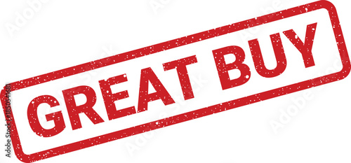 Red rubber stamp vector featuring Great Buy text, ideal for promotional offers and valuable sales labels
