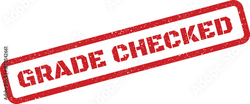 Rough textured rubber stamp featuring GRADE CHECKED text, commonly used to verify educational assessments