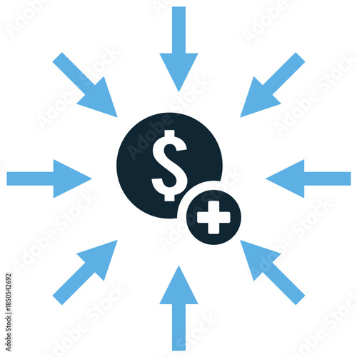 Health fundraising icon vector for charity and medical donations. Ideal for illustrating crowdfunding, non-profit campaigns, and financial support for hospitals.