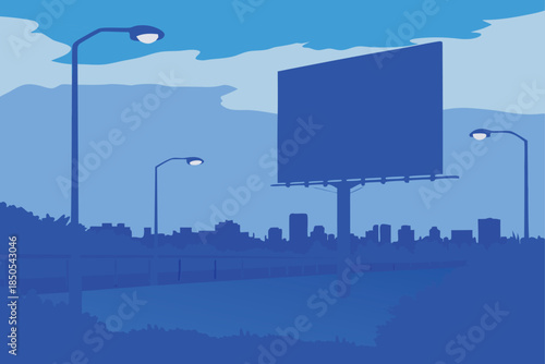 Eye-catching billboard advertising space in a modern city skyline setting offers prime real estate for high-impact brand messaging and marketing campaigns