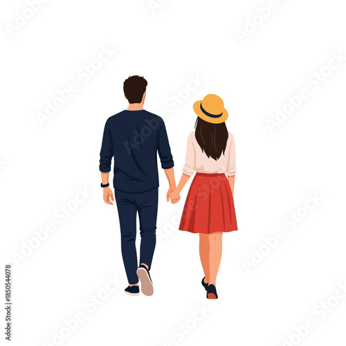 Couple Walking Together A Romantic Stroll in Vector Art.