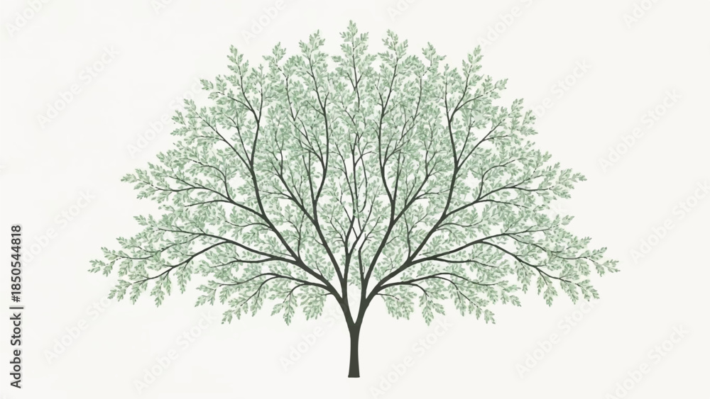 Obraz premium Beautifully Illustrated Tree with Lush Green Foliage Symbolizing Growth and Nature