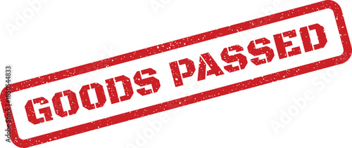 Textured rectangular stamp impression signifying GOODS PASSED status, ideal for logistics or quality control documentation