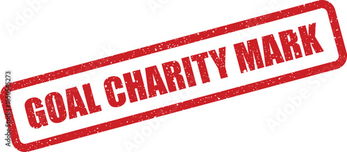 Textured red rectangular goal charity mark stamp, perfect for indicating philanthropic achievements or donations on documents
