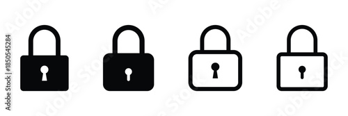 Vector lock icons. Locked icon set for app, UI, UX, and website. Vector illustration on white background.
