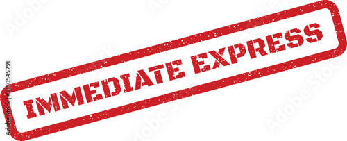 Textured red rectangular rubber stamp graphic displaying the phrase immediate express for urgent mail