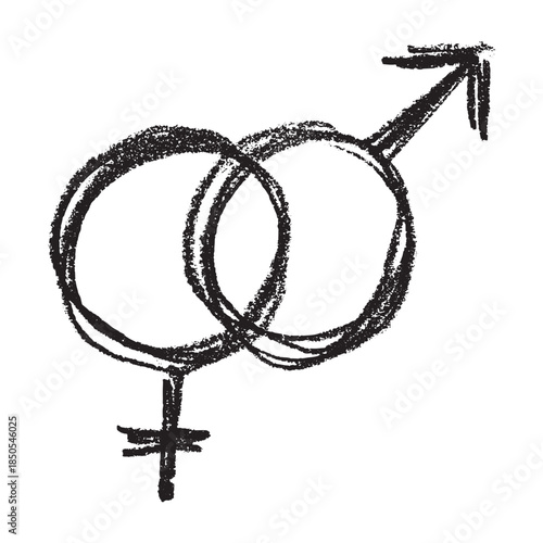 Hand drawn heterosexual gender identity sign Symbol used to represent sex and gender
