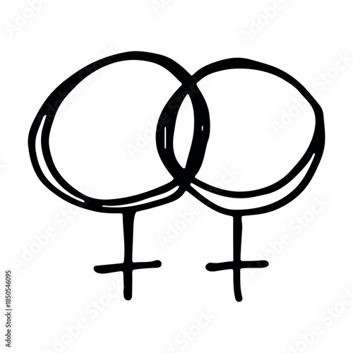 Hand drawn lesbian identity sign Symbol used to represent sex and gender