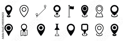 Set of Location pin icons. Modern map markers. Location mark icons. Map marker illustration. Destination symbol. Pointer logo. Vector illustration