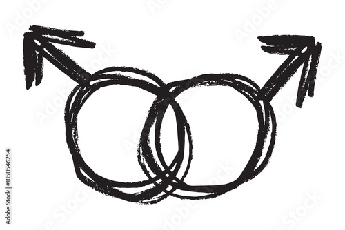 Hand drawn homosexual identity sign Symbol used to represent sex and gender