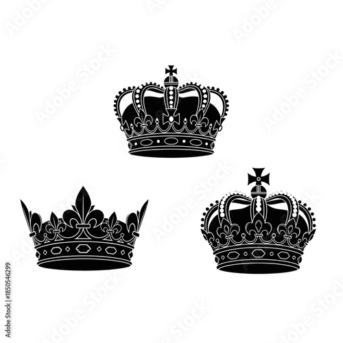 Elegant Crown Silhouettes A Regal Collection of Royal Symbols.