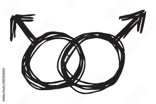 Hand drawn homosexual identity sign Symbol used to represent sex and gender
