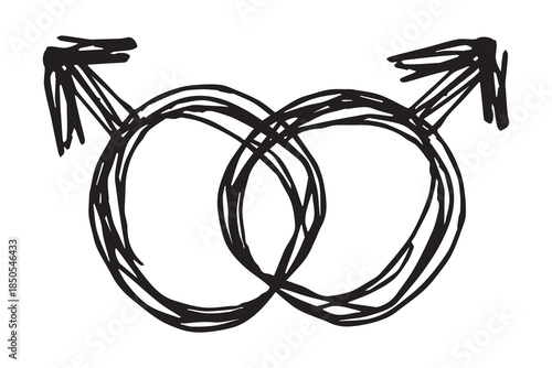 Hand drawn homosexual identity sign Symbol used to represent sex and gender