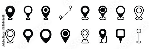 Location map pin icons set. Modern map marker collection. Pinpoint. Location pin icon. Map pin place marker. Map marker pointer icon. GPS location symbol.