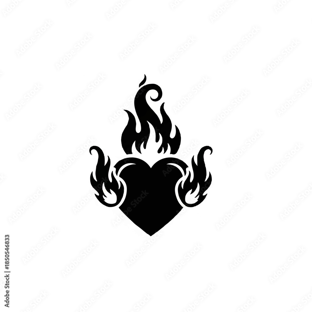 Obraz premium Abstract Flaming Heart Icon Graphic Design Concept
