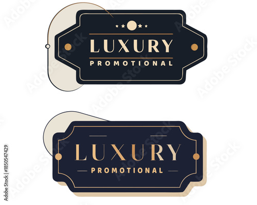 Luxury promotional gold and black badge set with elegant typography