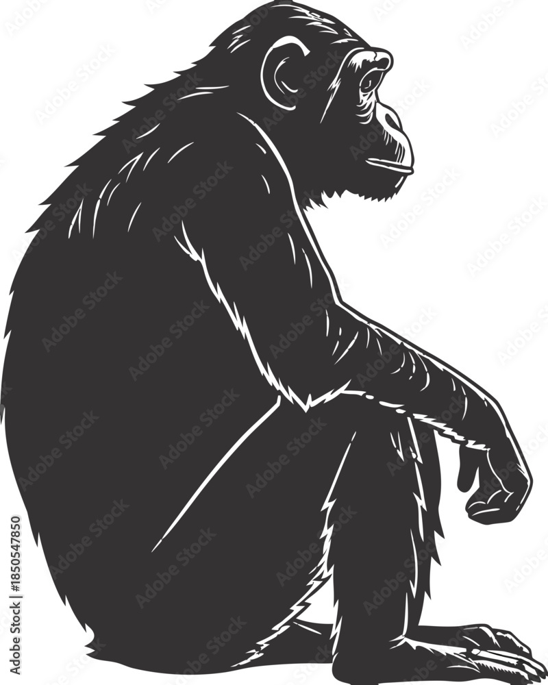 custom made wallpaper toronto digitalBlack Chimpanzee Silhouette Vector Clipart Monkey Ape Illustration Line Art