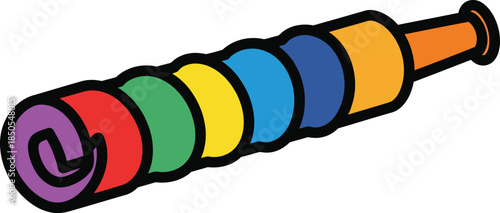 Colorful toy telescope fun cartoon illustration for kids isolated on white background