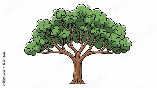 Stylized illustration of a classic green tree with a rich canopy and strong trunk, representing growth, nature, and environmental concepts, ideal for various design projects
