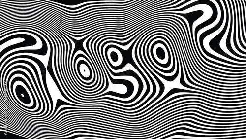 Abstract flowing black and white striped pattern background