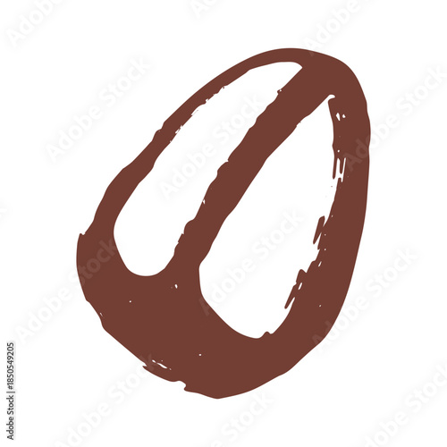 Hand drawn fresh roasted coffee bean Arabica robusta seed doodle Single element for print, web, design, decor