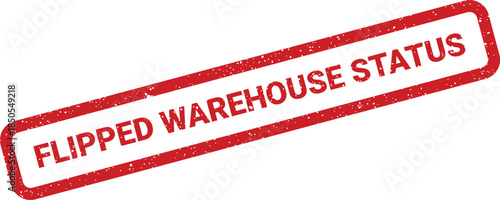 Textured rubber stamp showing Flipped Warehouse Status phrase, perfect for logistics and inventory tracking documents