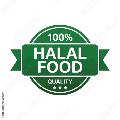 Green halal food quality certification badge with percentage and stars