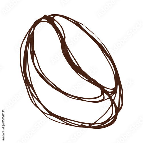 Hand drawn fresh roasted coffee bean Arabica robusta seed doodle Single element for print, web, design, decor