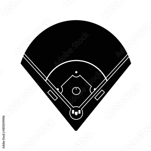 Overhead View of a Baseball Field Diamond in Black and White.