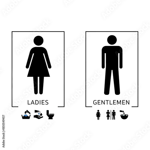 Restroom Signs Ladies and Gentlemen Symbols for Public Facilities.