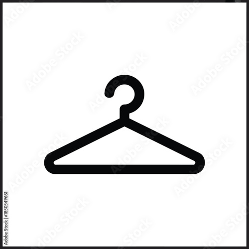 Simple black clothes hanger icon isolated on a white background