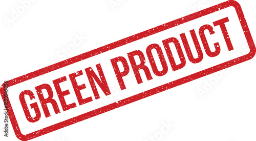 Vintage style red rubber stamp with grunge appearance showcasing GREEN PRODUCT for eco conscious goods marketing