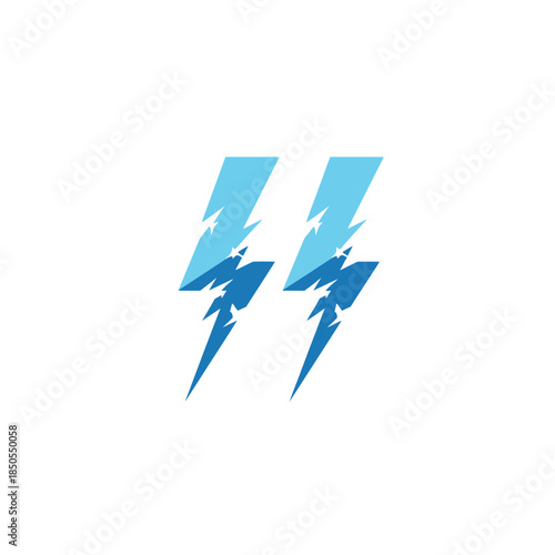 Three blue lightning bolts illustration on white background, symbolizing energy and power.