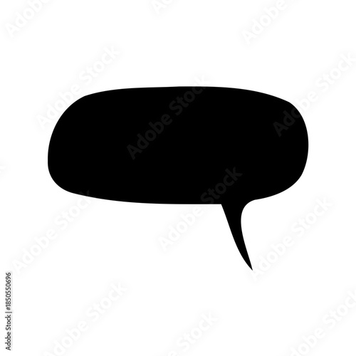 Black speech bubble on a white background for adding text within
