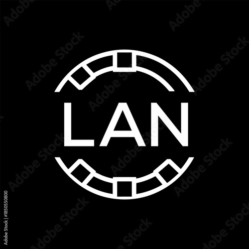 Clean Line Art Monogram Emblem for Brands, LAN Later Logo, Unique Letter Logo with Circular Motif,
