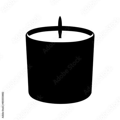 Elegant black and white candle in a glass, simple minimalist design