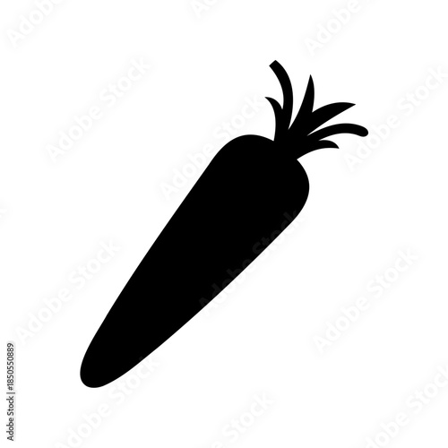 Isolated Carrot Silhouette on White Background, Simple Food Icon Vector Illustration
