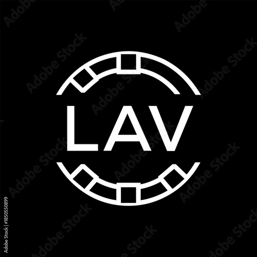 Clean Line Art Monogram Emblem for Brands, LAV Later Logo, Unique Letter Logo with Circular Motif,
