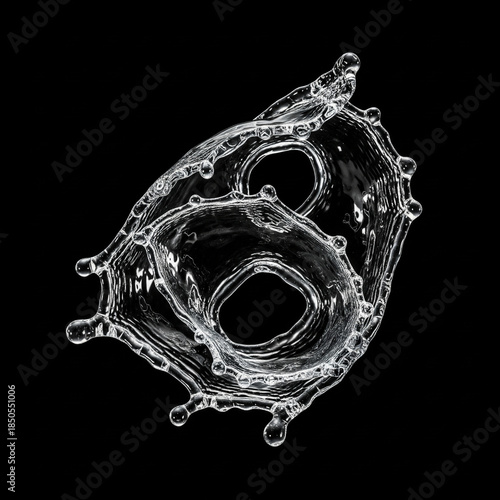 Elegant Water Splash Curve Isolated on Black
