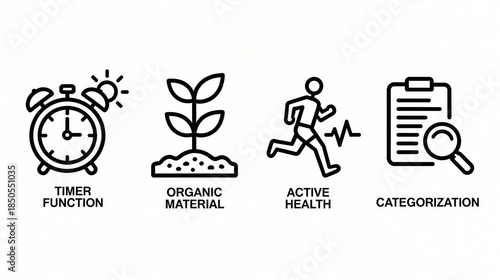 The timing function, organic materials, and other elements represent the characteristics of vitality, health, and classified management, and are suitable for daily promotional materials.
