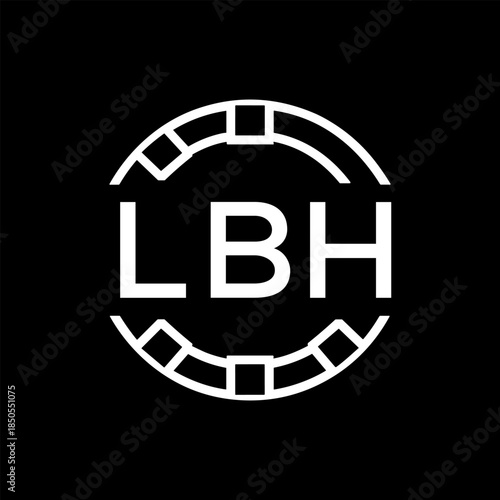 Clean Line Art Monogram Emblem for Brands, LBH Later Logo, Unique Letter Logo with Circular Motif,
