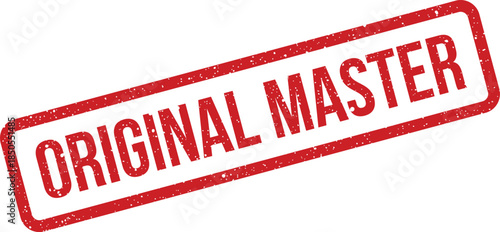 A distressed rectangular stamp with jagged edges shows the phrase ORIGINAL MASTER in bold uppercase letters on a textured surface