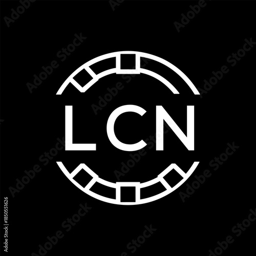 Clean Line Art Monogram Emblem for Brands, LCN Later Logo, Unique Letter Logo with Circular Motif,
