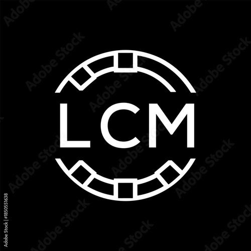 Clean Line Art Monogram Emblem for Brands, LCM Later Logo, Unique Letter Logo with Circular Motif,
