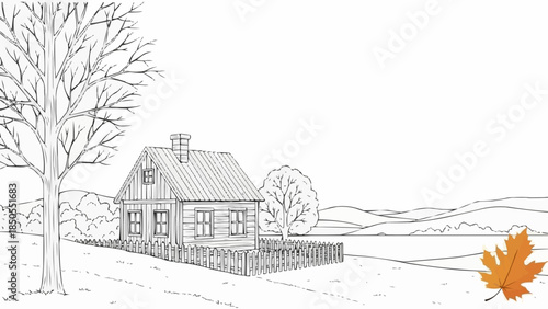 Rustic wooden cabin nestled in a serene natural landscape.