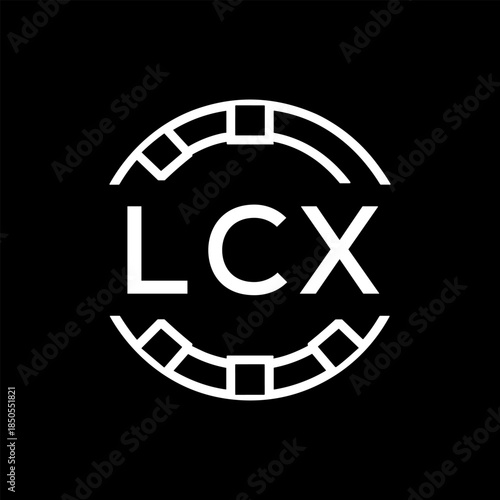 Clean Line Art Monogram Emblem for Brands, LCX Later Logo, Unique Letter Logo with Circular Motif,
