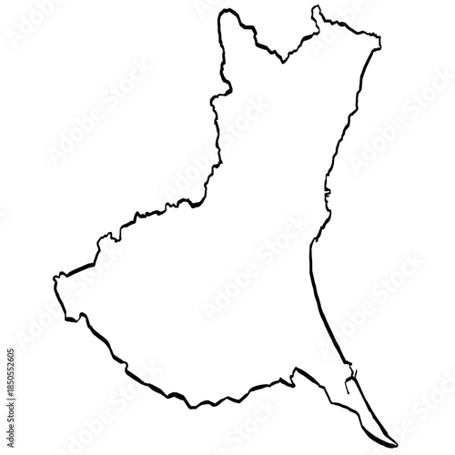 茨城県地図 筆タッチ 和風 関東 東日本 / A brushstroke map of Ibaraki prefecture