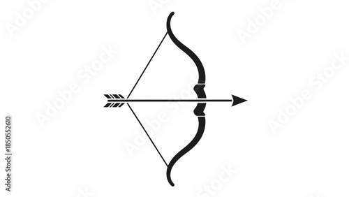 Bow and Arrow Archery Equipment Icon on Isolated White Background