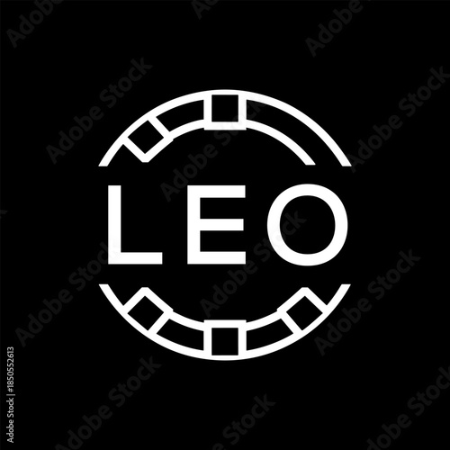 Clean Line Art Monogram Emblem for Brands, LEO Later Logo, Unique Letter Logo with Circular Motif,

