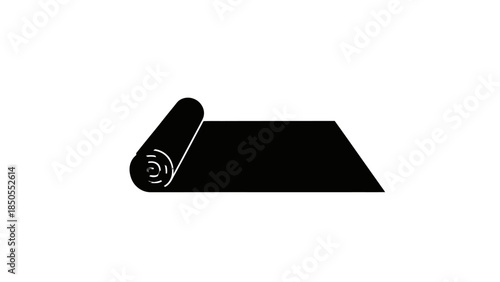 Rolled Yoga Mat Fitness Equipment Icon on Isolated White Background